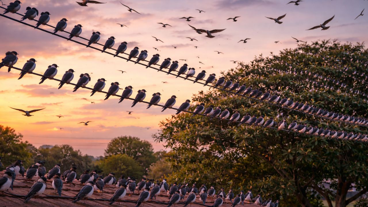 Esse comportamento faz aves se reunirem em bandos grandes ao entardecer