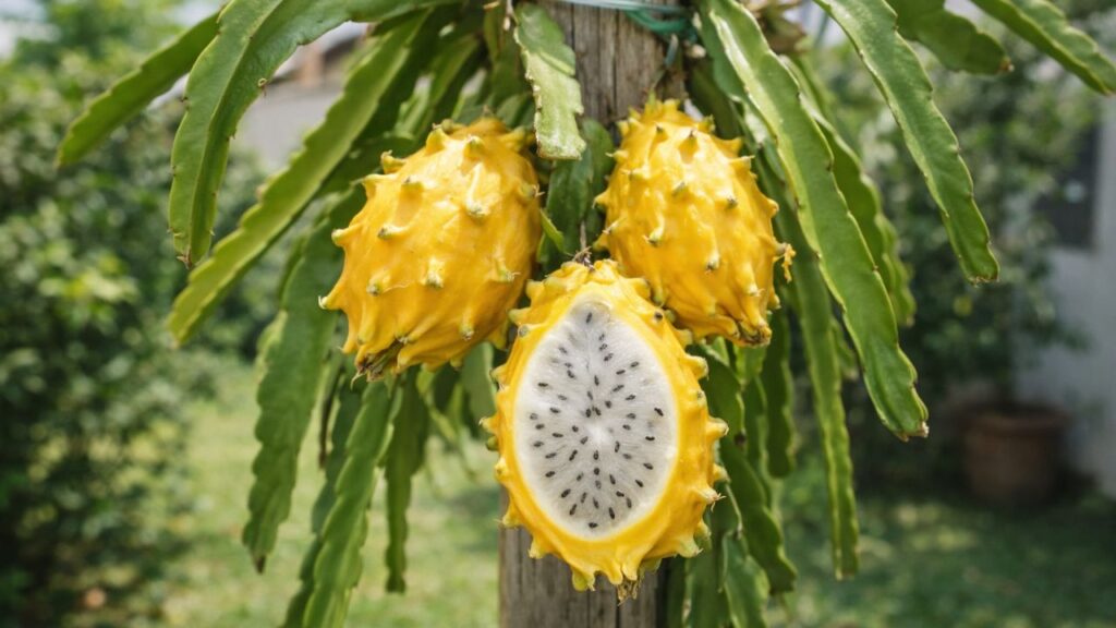 A pitaya cresce em casa, produz frutos exóticos e chama atenção no quintal