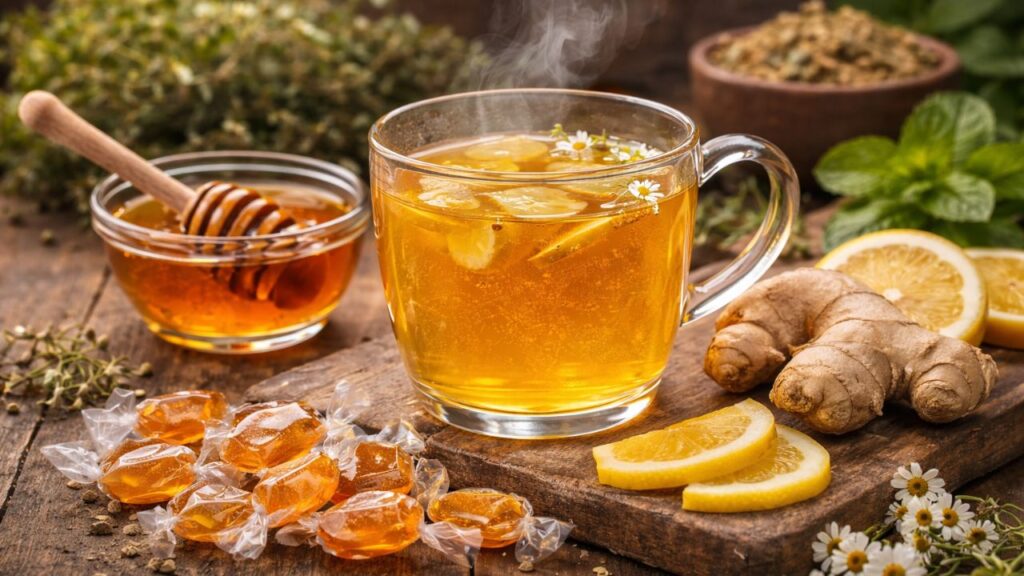 Esse chá caseiro lembra bala de mel e alivia a garganta de forma suave
