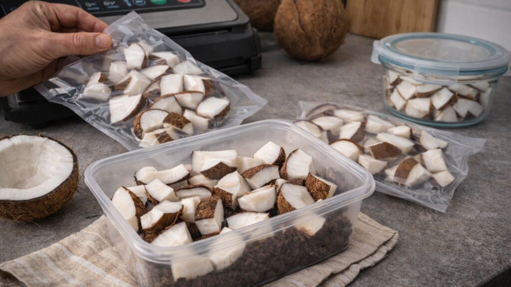 O erro comum ao guardar coco fresco que faz ele azedar rápido