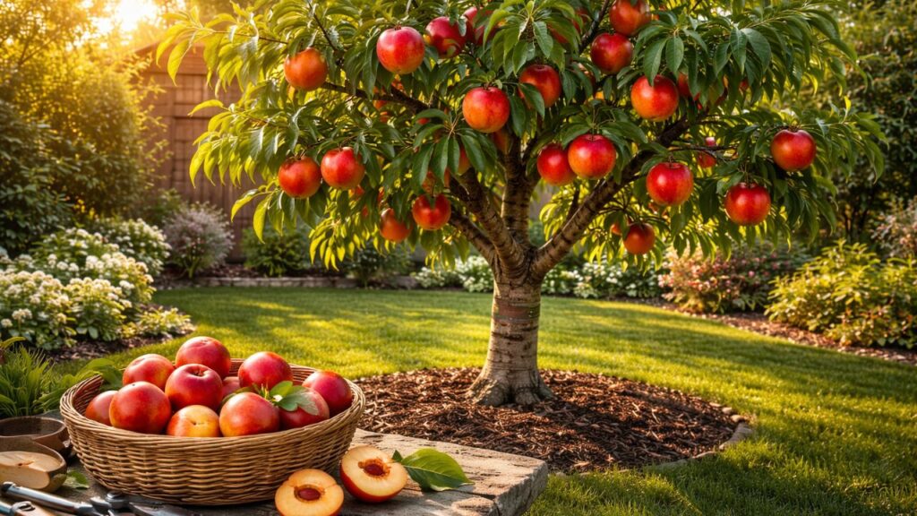 Essa nectarina enxertada cabe no quintal e dá frutos que surpreendem