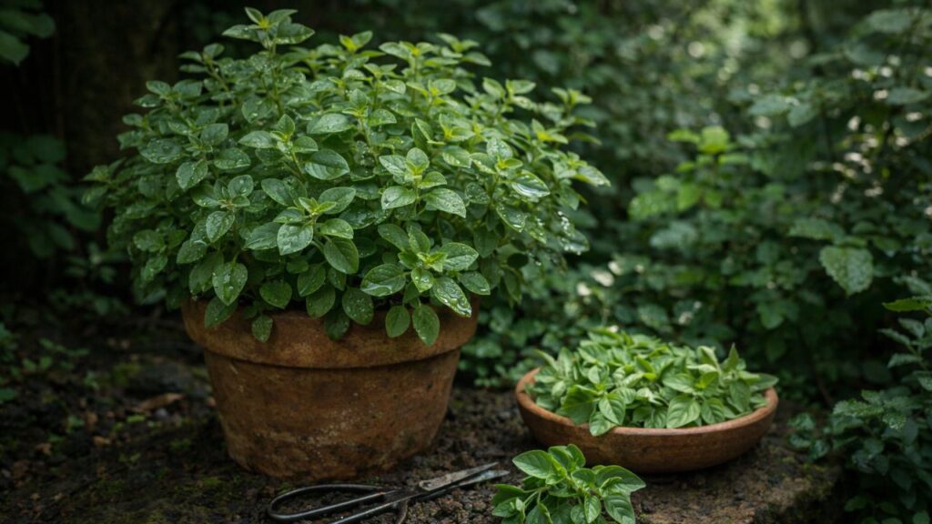 Mesmo longe do sol direto, esse orégano perfuma tudo ao redor