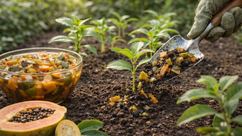 O adubo natural com casca de mamão que acelera o crescimento das mudas
