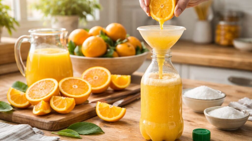 A mistura simples que faz o suco de laranja lembrar refrigerante natural
