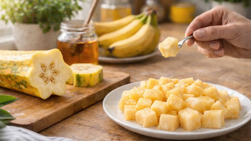 Essa fruta doce surpreende pelo gosto de banana com mel