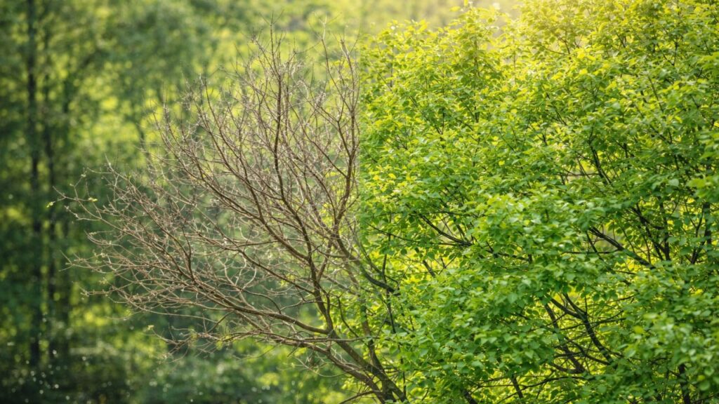 O fenômeno que deixa certas árvores mais verdes quase de repente