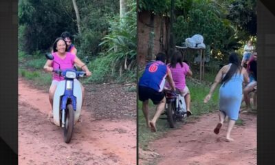 tentativa de ensinar avó a andar de moto vira cena caótica e divertida