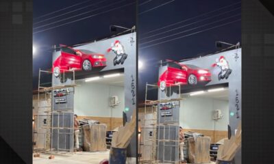 fachada criativa de oficina com carro “em movimento” viraliza nas redes