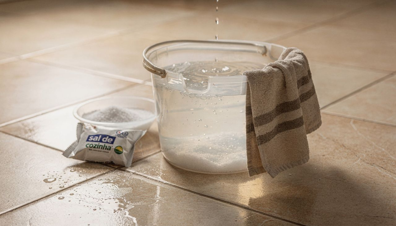 Colocar sal na água de passar pano no chão é o melhor truque que minha vó me ensinou para limpar a casa