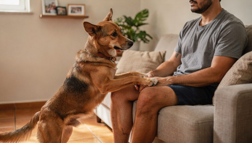 Nem sempre é só carinho: o que a pata ou cabeça no seu colo revelam sobre o emocional do seu cachorro