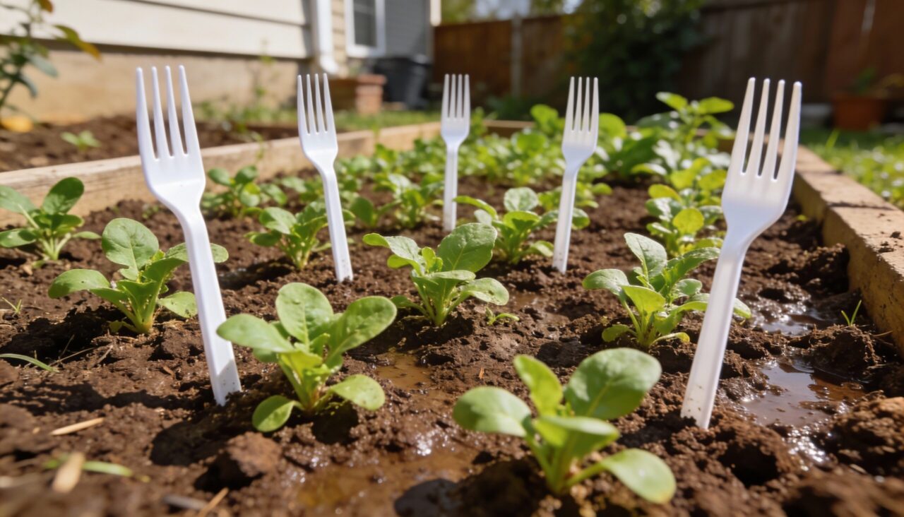 Método curioso com garfos de plástico ajuda a manter pragas longe da horta