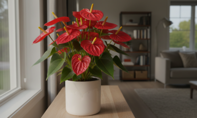 Ganhei essa muda de antúrio vermelho num momento difícil e ela virou força