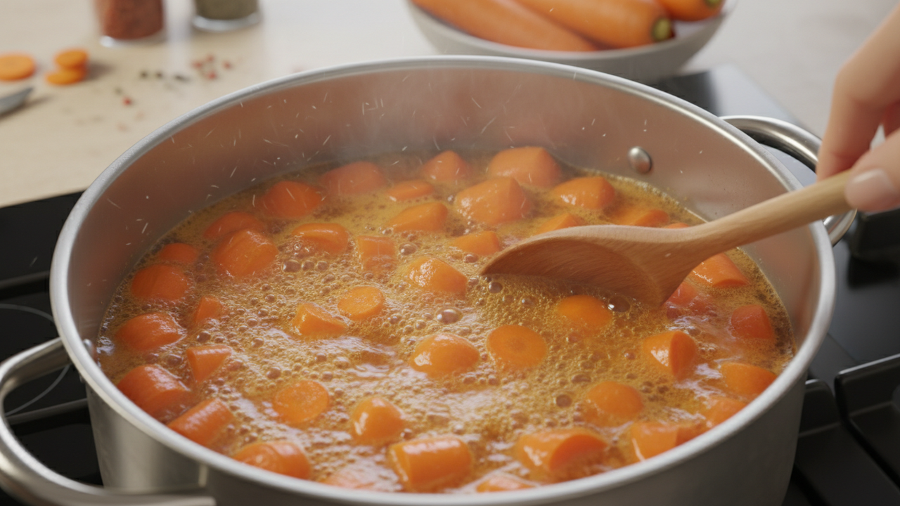 A razão curiosa de a cenoura tingir a água durante o cozimento