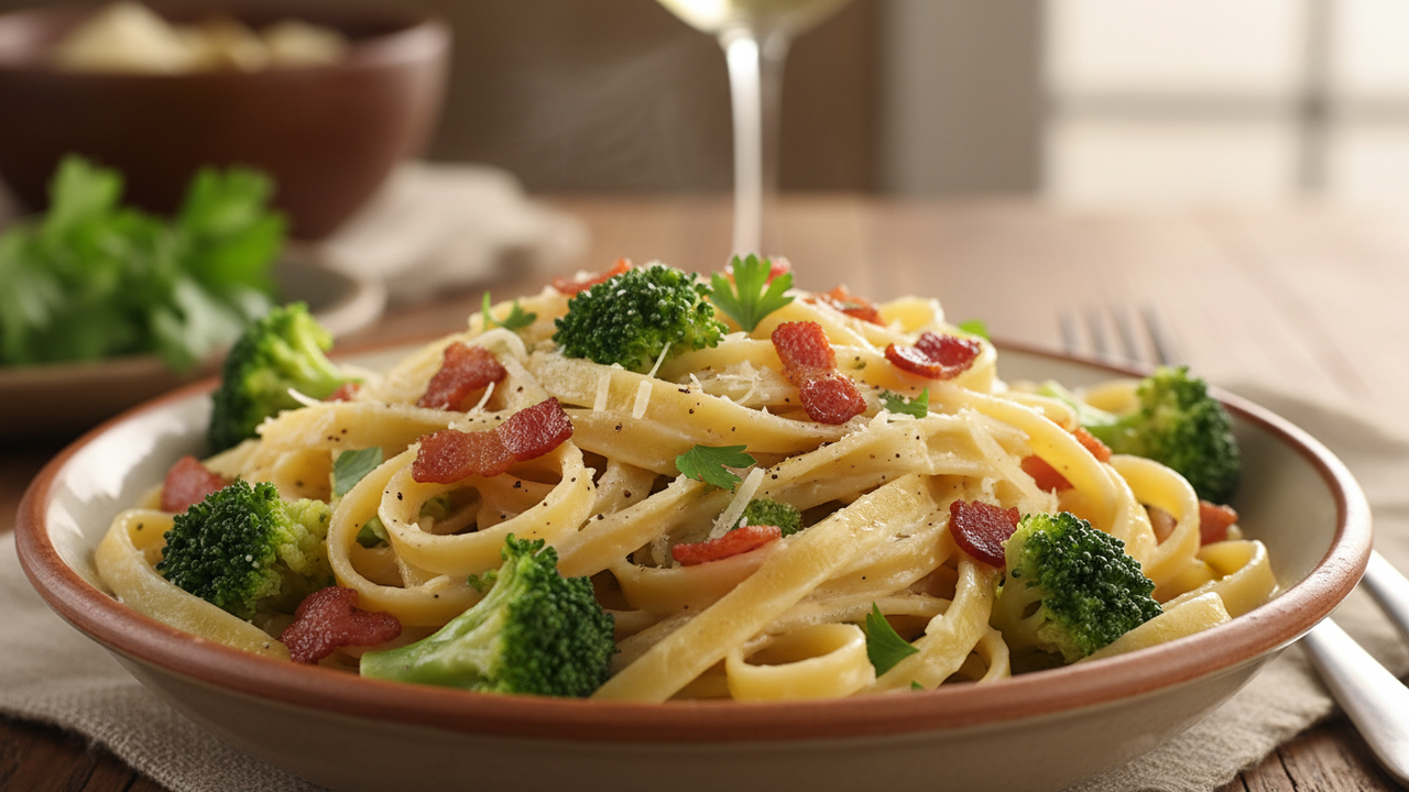 Essa macarronada com brócolis e bacon vai se tornar sua refeição favorita