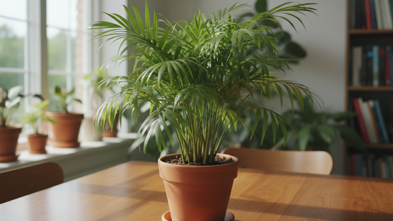 A palmeira-chamaedórea é um presente que transmite acolhimento logo ao entrar no ambiente