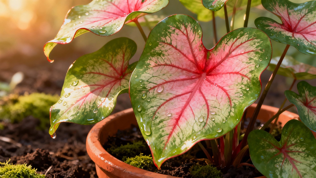 A planta caladium que simboliza emoção e sensibilidade no ambiente