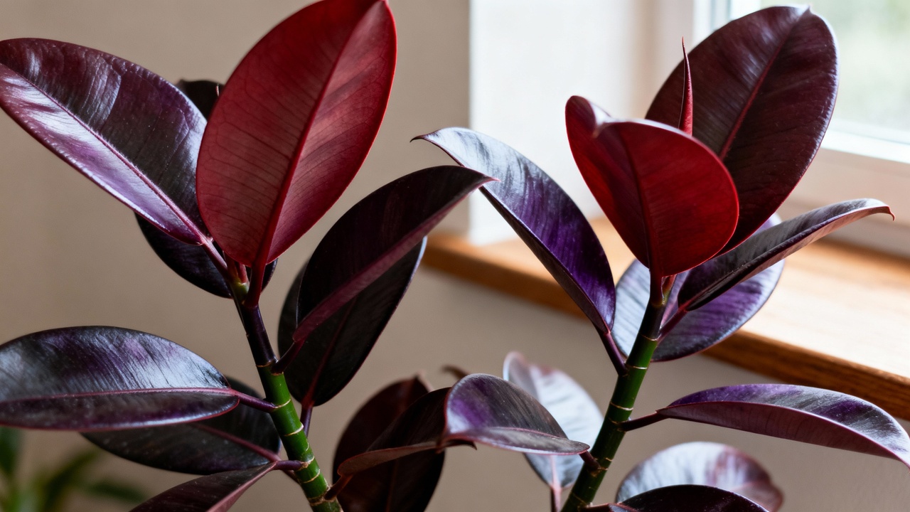 A planta-ficus-elástica-bordô que simboliza força emocional e presença marcante