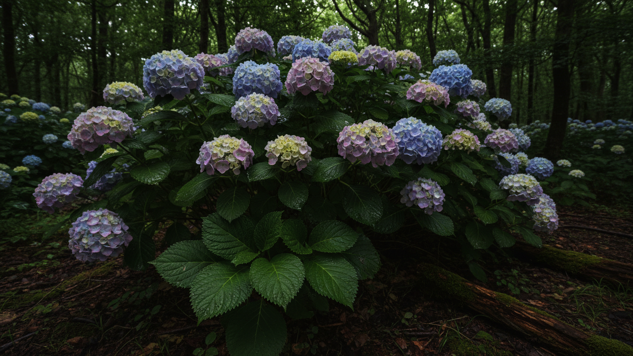 Hortênsia cresce bem na sombra e pode florir com cores intensas