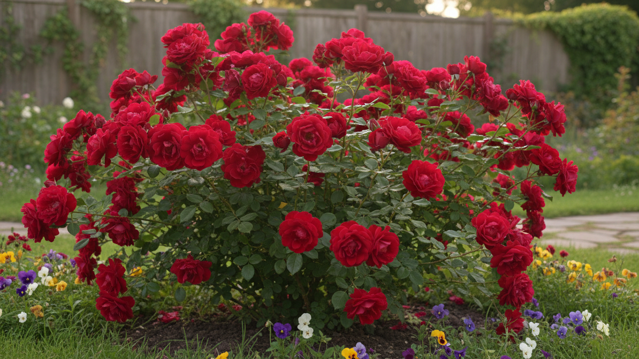 Plantei uma roseira vermelha sem muita esperança e hoje ela tomou conta do jardim