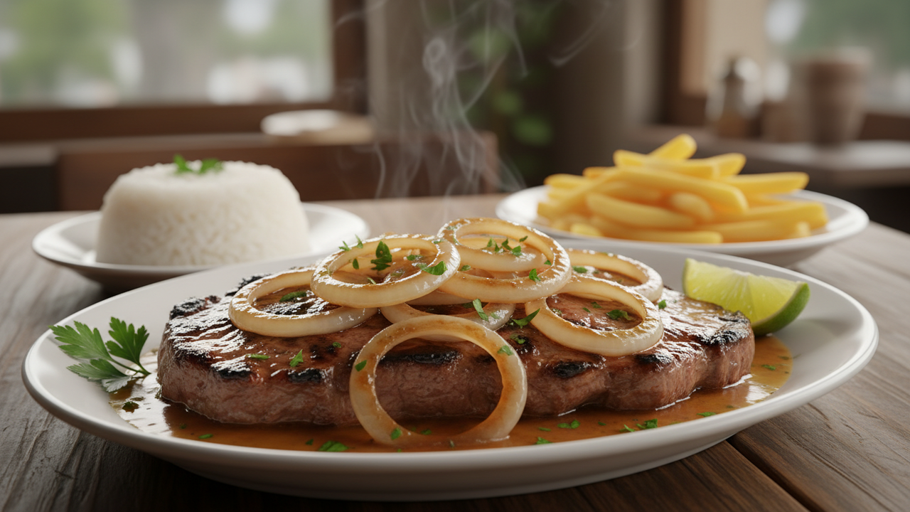 O truque que ninguém te contou para fazer o bife acebolado perfeito em 5 minutos