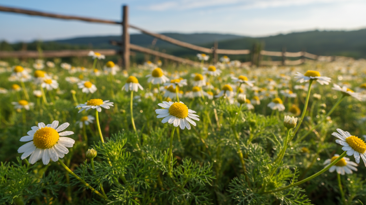 Essa camomila ajuda a manter pragas longe e deixa o jardim mais equilibrado