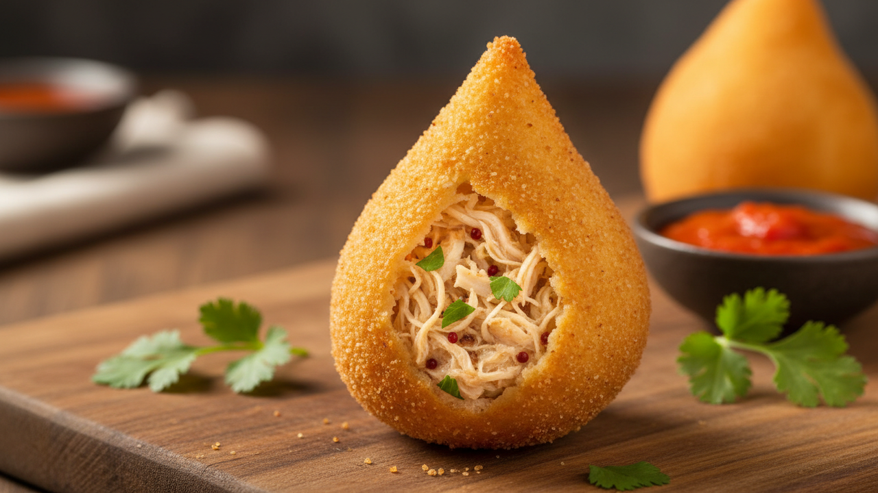 Essa coxinha com massa macia e recheio cremoso vai mudar o seu conceito do que é uma boa coxinha