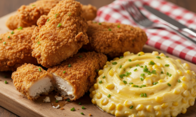 Essa receita fácil de frango empanado com creme de milho se tornou o meu prato preferido