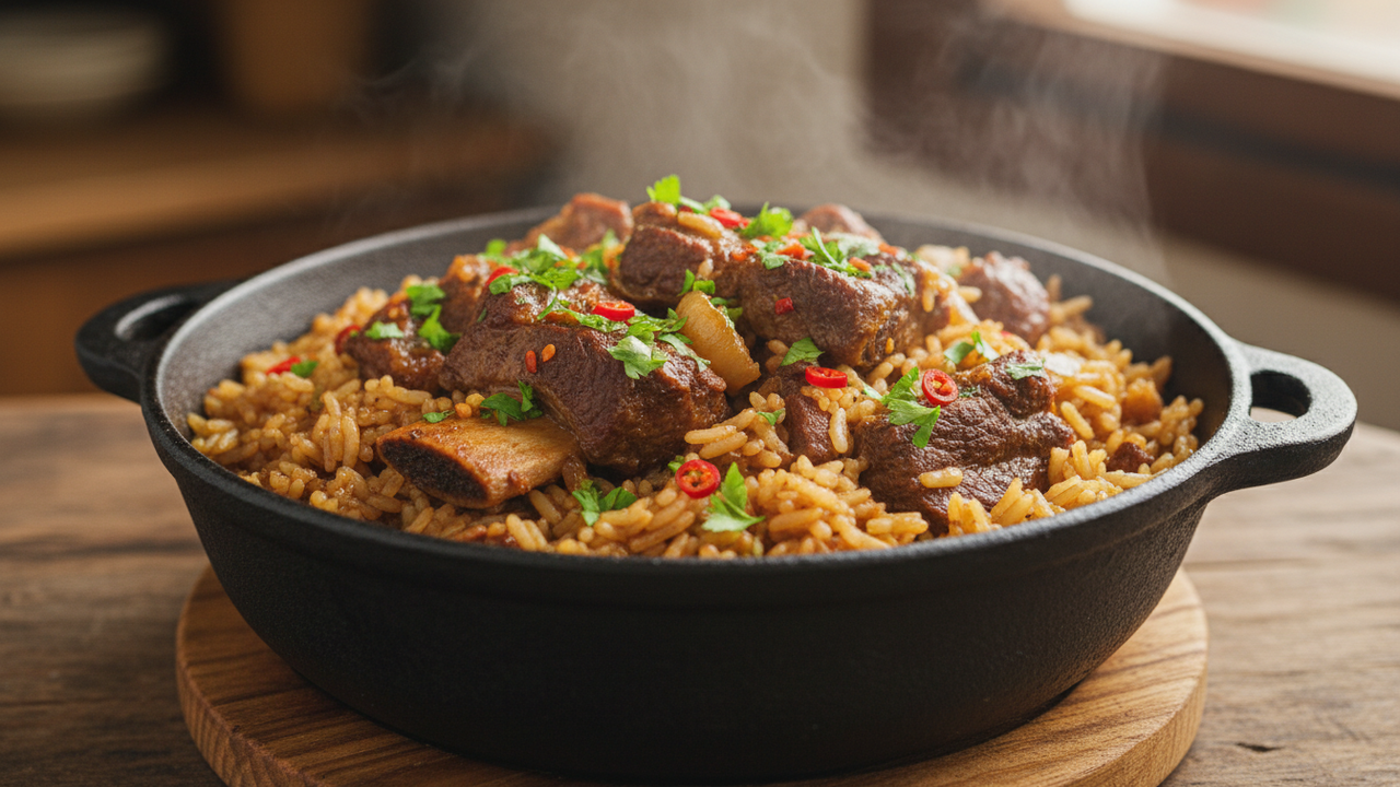 Aprenda a fazer um delicioso arroz com costela na panela de pressão que fica pronto rapidinho