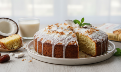 Esse bolo de coco fit une saciedade, sabor e textura úmida