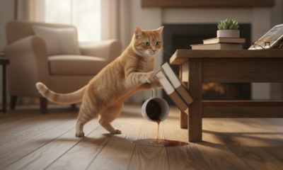 O que significa quando o gato empurra objetos de cima da mesa