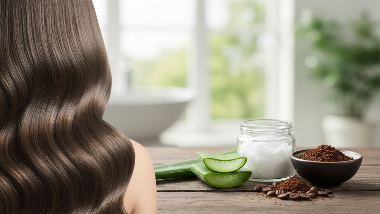 Resultado de salão usando o cronograma capilar com babosa, óleo de coco e café de forma simples