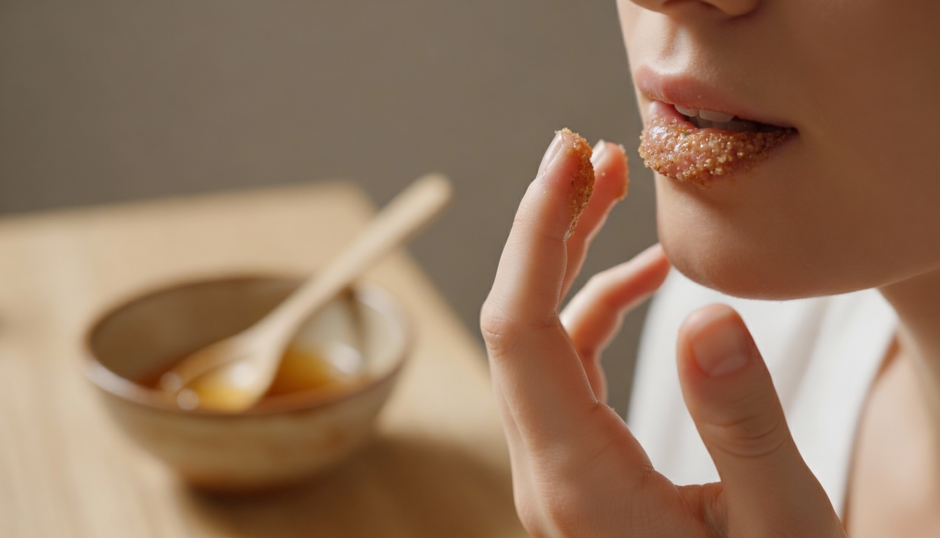 Mistura poderosa de esfoliante de mel e açúcar recupera sua boca em poucos minutos