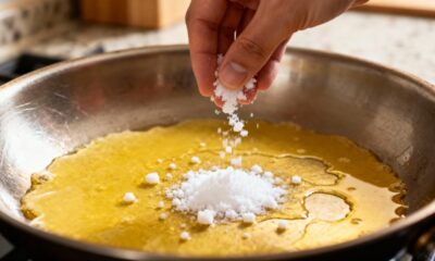 Polvilhe este pó na gordura grudada da frigideira e ela fica como nova em poucos minutos