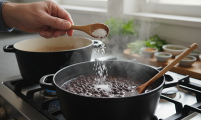 O motivo simples que faz o feijão ficar duro quando é salgado logo no começo