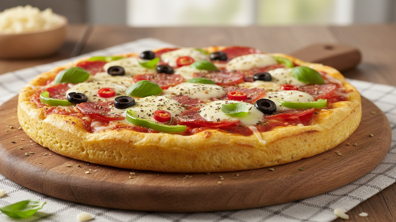 Essa pizza de liquidificador é perfeita para refeições rápidas e fica pronta em 20 minutos