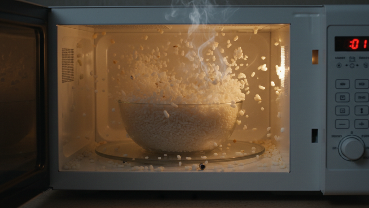 O arroz pode estourar no micro-ondas e causar acidentes
