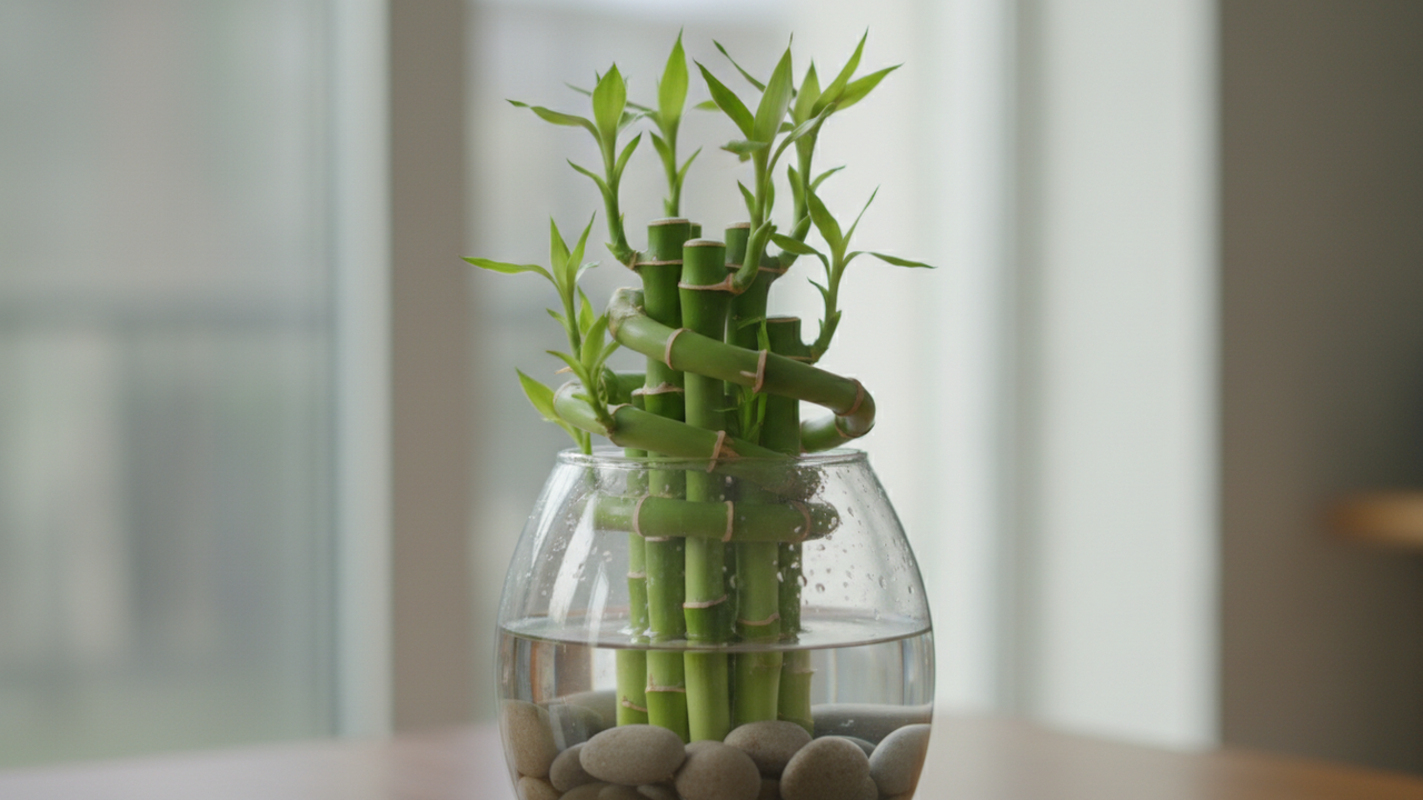 O bambu-da-sorte é associado ao crescimento e à boa fortuna