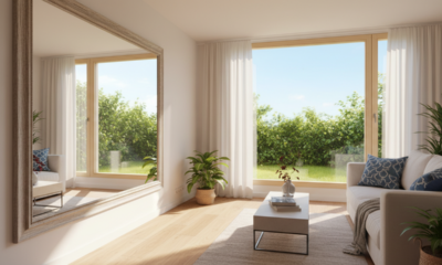 Melhor forma de posicionar espelhos na decoração para ganhar luz natural e muita profundidade