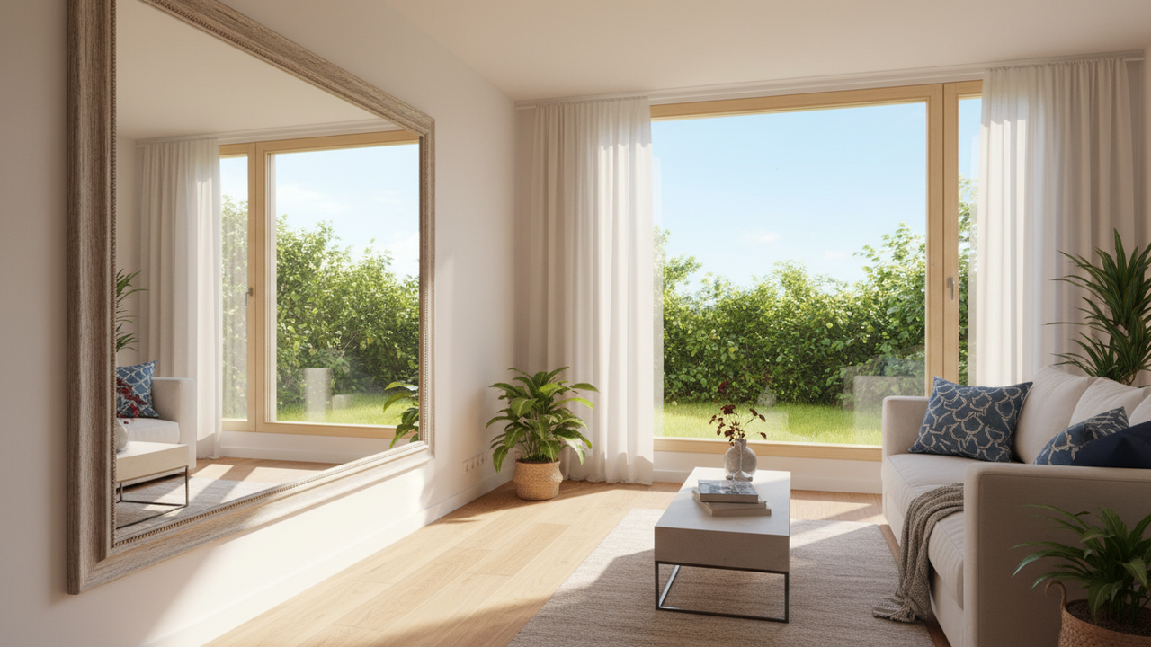Melhor forma de posicionar espelhos na decoração para ganhar luz natural e muita profundidade
