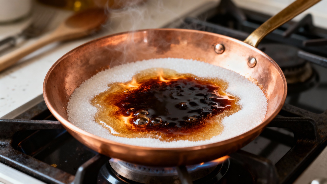 Por que o açúcar queima tão rápido em panela fina e quase sempre estraga o caramelo