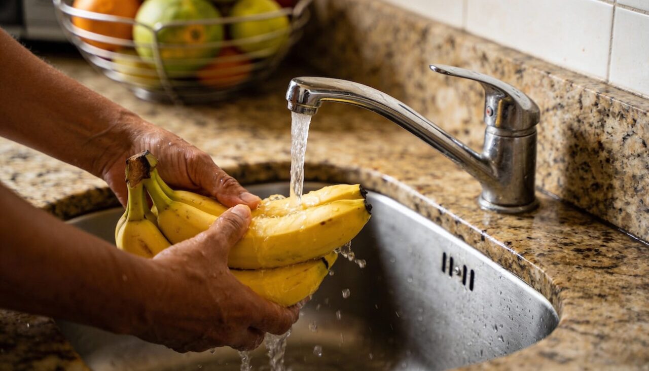 O truque da banana na água por 10 segundos que espanta mosquinhas e evita desperdício na cozinha
