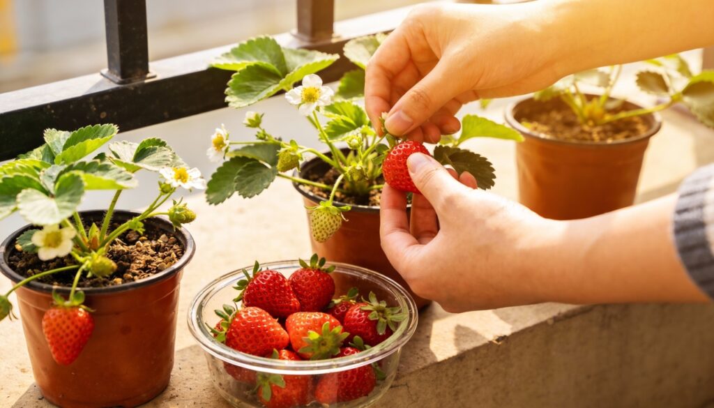 O morangueiro que frutifica rápido e transforma qualquer varanda em mini horta