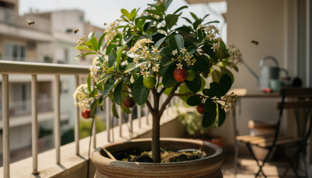 A pitangueira compacta é ideal para quintais pequenos e produz frutos com facilidade