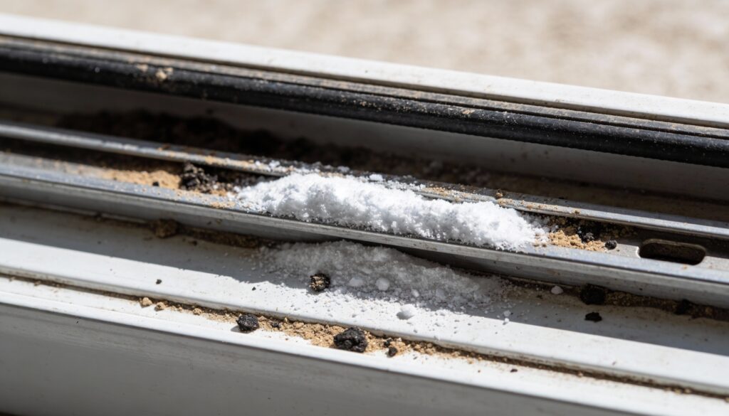 Trilho de janela emperrado? Use esse truque barato com bicarbonato e veja o que sai dali em menos de 10 minutos