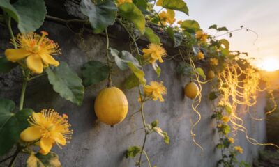 Esse maracujá amarelo cresceu dia após dia até dominar o muro