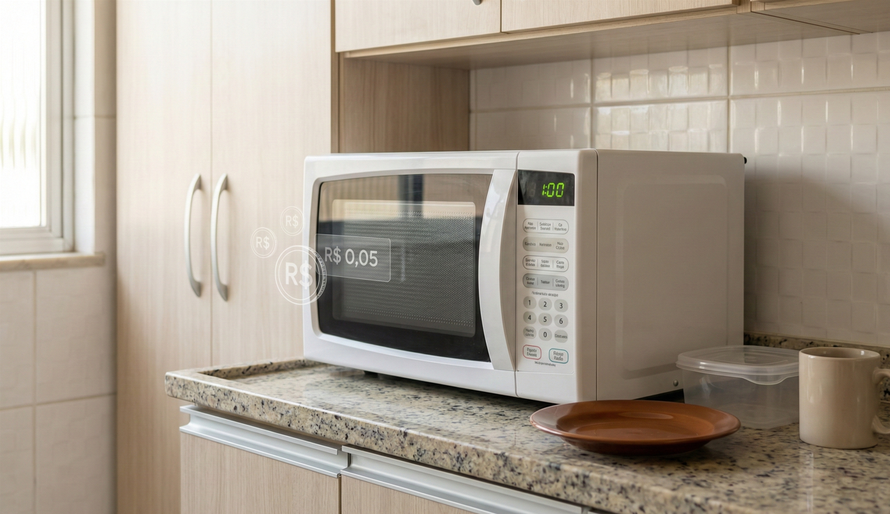 Um minuto de micro-ondas custa centavos, mas quanto isso dá no mês? Veja a estimativa real de consumo