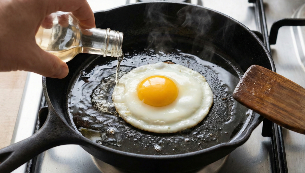 O vinagre auxilia na fritura dos ovos