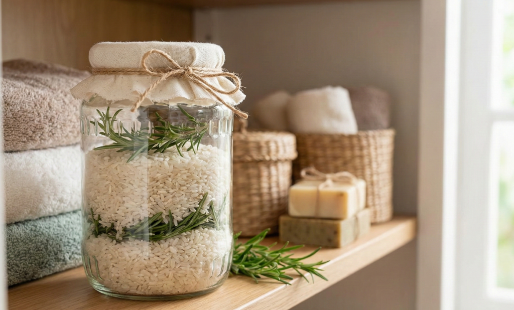 Para que serve colocar arroz com alecrim num frasco dentro de casa e por que isso virou tendência