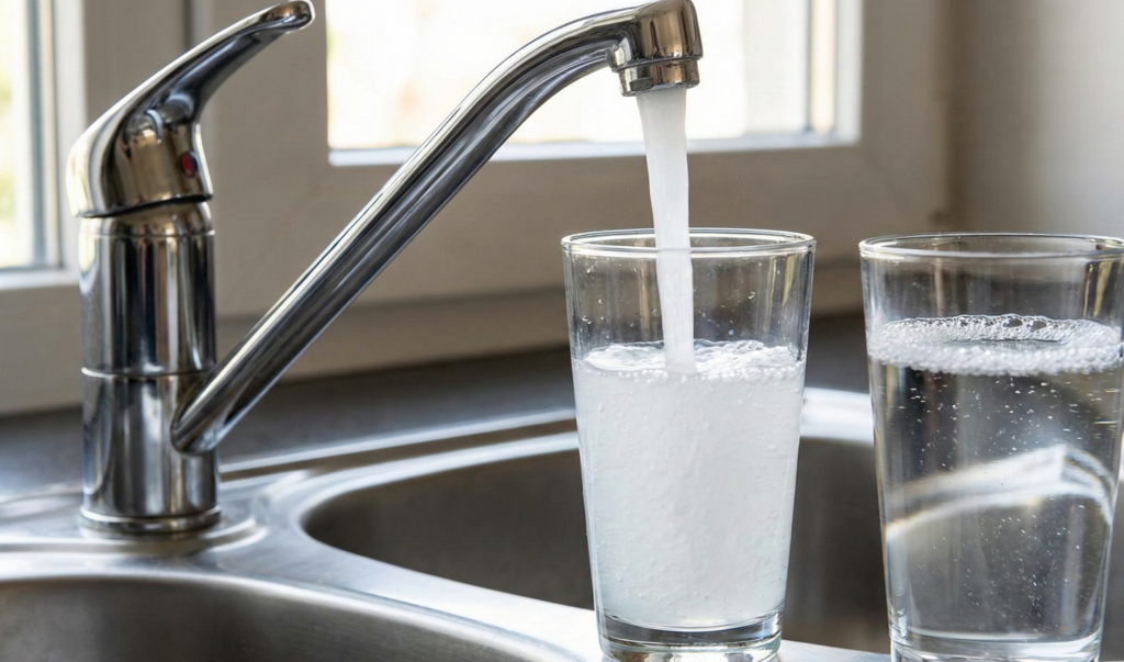 Uma maior concentração de oxigênio na água pode deixá-la esbranquiçada