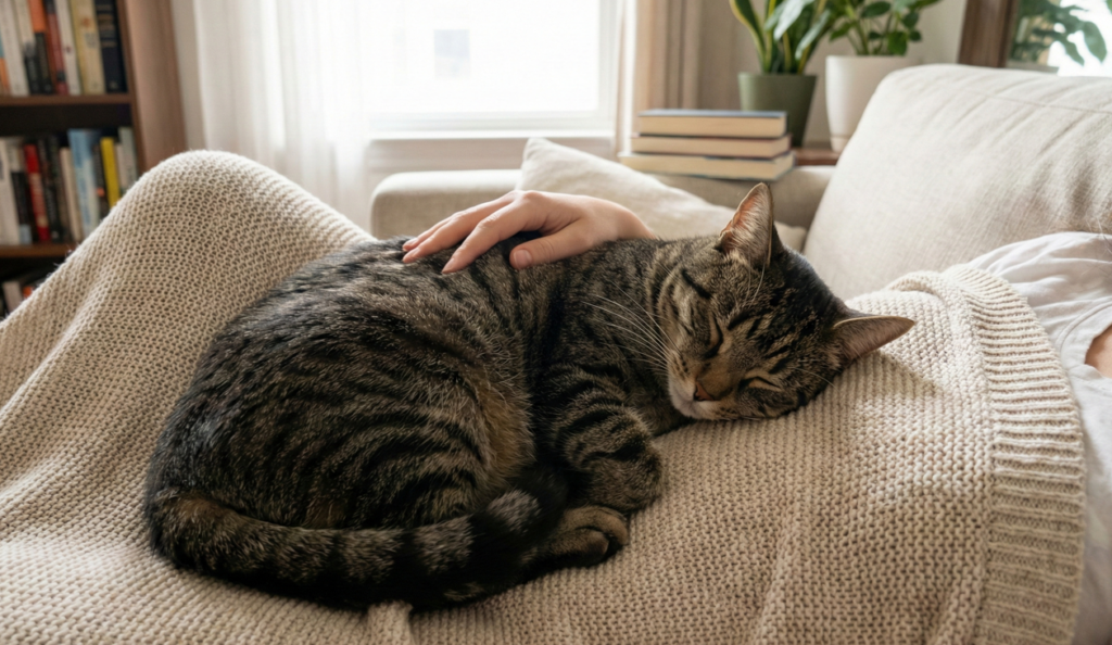 O que significa quando seu gato dorme em cima de você